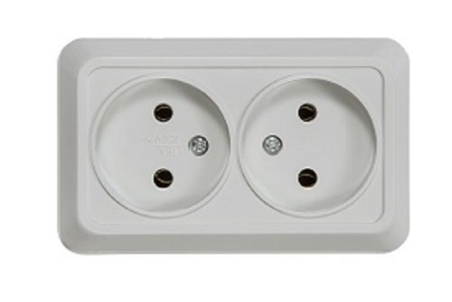 Розетка накладная без заземления ASD Bolleto 7102 2-м. белый картинка